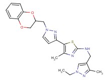 5-[1-(2,3-dihydro-1,4-benzodioxin-2-ylmethyl)-1H-pyrazol-3-yl]-N-[(1-ethyl-3-methyl-1H-pyrazol-4-yl)methyl]-4-methyl-1,3-thiazol-2-amine