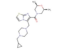 5-{[4-(cyclopropylmethyl)-1-piperazinyl]methyl}-6-{[(2R*,6S*)-2,6-dimethyl-4-morpholinyl]carbonyl}imidazo[2,1-b][1,3]thiazole