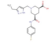 (3S*,5R*)-1-[(3-ethyl-1H-pyrazol-5-yl)methyl]-5-{[(4-fluorophenyl)amino]carbonyl}-3-piperidinecarboxylic acid