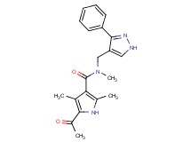 5-acetyl-N,2,4-trimethyl-N-[(3-phenyl-1H-pyrazol-4-yl)methyl]-1H-pyrrole-3-carboxamide