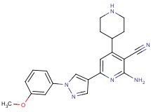 2-amino-6-[1-(3-methoxyphenyl)-1H-pyrazol-4-yl]-4-piperidin-4-ylnicotinonitrile