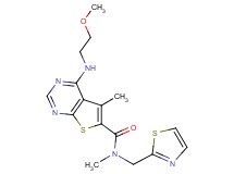 4-[(2-methoxyethyl)amino]-N,5-dimethyl-N-(1,3-thiazol-2-ylmethyl)thieno[2,3-d]pyrimidine-6-carboxamide