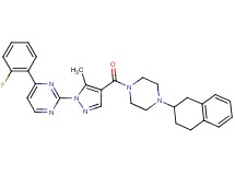 4-(2-fluorophenyl)-2-(5-methyl-4-{[4-(1,2,3,4-tetrahydro-2-naphthalenyl)-1-piperazinyl]carbonyl}-1H-pyrazol-1-yl)pyrimidine