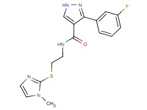 3-(3-fluorophenyl)-N-{2-[(1-methyl-1H-imidazol-2-yl)thio]ethyl}-1H-pyrazole-4-carboxamide