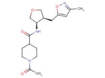 1-acetyl-N-{(3R*,4S*)-4-[(3-methylisoxazol-5-yl)methyl]tetrahydrofuran-3-yl}piperidine-4-carboxamide