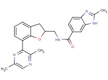 N-{[7-(3,6-dimethyl-2-pyrazinyl)-2,3-dihydro-1-benzofuran-2-yl]methyl}-2-methyl-1H-benzimidazole-6-carboxamide