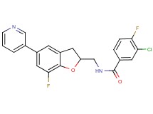 3-chloro-4-fluoro-N-{[7-fluoro-5-(3-pyridinyl)-2,3-dihydro-1-benzofuran-2-yl]methyl}benzamide