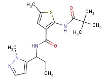 2-[(2,2-dimethylpropanoyl)amino]-5-methyl-N-[1-(1-methyl-1H-pyrazol-5-yl)propyl]thiophene-3-carboxamide