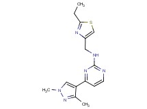4-(1,3-dimethyl-1H-pyrazol-4-yl)-N-[(2-ethyl-1,3-thiazol-4-yl)methyl]pyrimidin-2-amine