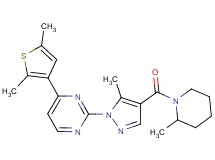 4-(2,5-dimethyl-3-thienyl)-2-{5-methyl-4-[(2-methyl-1-piperidinyl)carbonyl]-1H-pyrazol-1-yl}pyrimidine