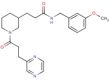 N-(3-methoxybenzyl)-3-{1-[3-(2-pyrazinyl)propanoyl]-3-piperidinyl}propanamide