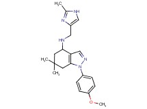 1-(4-methoxyphenyl)-6,6-dimethyl-N-[(2-methyl-1H-imidazol-4-yl)methyl]-4,5,6,7-tetrahydro-1H-indazol-4-amine