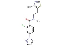 2-chloro-N-methyl-N-[2-(4-methyl-1,3-thiazol-5-yl)ethyl]-4-(1H-pyrazol-1-yl)benzamide