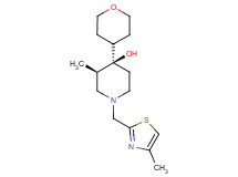 (3R*,4R*)-3-methyl-1-[(4-methyl-1,3-thiazol-2-yl)methyl]-4-(tetrahydro-2H-pyran-4-yl)-4-piperidinol