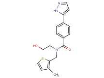 N-(2-hydroxyethyl)-N-[(3-methyl-2-thienyl)methyl]-4-(1H-pyrazol-5-yl)benzamide