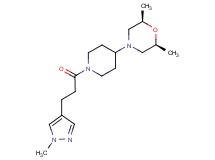 (2R*,6S*)-2,6-dimethyl-4-{1-[3-(1-methyl-1H-pyrazol-4-yl)propanoyl]-4-piperidinyl}morpholine