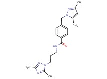 4-[(3,5-dimethyl-1H-pyrazol-1-yl)methyl]-N-[3-(3,5-dimethyl-1H-1,2,4-triazol-1-yl)propyl]benzamide
