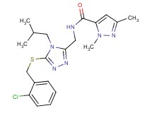 N-({5-[(2-chlorobenzyl)thio]-4-isobutyl-4H-1,2,4-triazol-3-yl}methyl)-1,3-dimethyl-1H-pyrazole-5-carboxamide