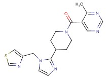 4-methyl-5-({4-[1-(1,3-thiazol-4-ylmethyl)-1H-imidazol-2-yl]-1-piperidinyl}carbonyl)pyrimidine