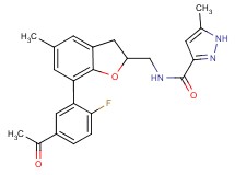 N-{[7-(5-acetyl-2-fluorophenyl)-5-methyl-2,3-dihydro-1-benzofuran-2-yl]methyl}-5-methyl-1H-pyrazole-3-carboxamide
