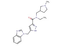 5-(1H-benzimidazol-1-ylmethyl)-N-ethyl-N-[(1-methylpyrrolidin-3-yl)methyl]-1H-pyrazole-3-carboxamide