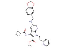 methyl 5-[(1,3-benzodioxol-5-ylmethyl)amino]-3-[(cyclobutylcarbonyl)amino]-1-[2-(2-pyridinyl)ethyl]-1H-pyrrolo[2,3-b]pyridine-2-carboxylate