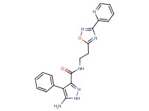 5-amino-4-phenyl-N-[2-(3-pyridin-2-yl-1,2,4-oxadiazol-5-yl)ethyl]-1H-pyrazole-3-carboxamide