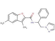 3,5-dimethyl-N-[1-phenyl-2-(1H-pyrazol-1-yl)ethyl]-1-benzofuran-2-carboxamide