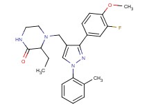3-ethyl-4-{[3-(3-fluoro-4-methoxyphenyl)-1-(2-methylphenyl)-1H-pyrazol-4-yl]methyl}-2-piperazinone