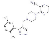 3-(4-{[3-(2,5-dimethylphenyl)-1H-pyrazol-4-yl]methyl}piperazin-1-yl)pyrazine-2-carbonitrile