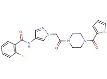 2-fluoro-N-(1-{2-oxo-2-[4-(2-thienylcarbonyl)-1-piperazinyl]ethyl}-1H-pyrazol-4-yl)benzamide