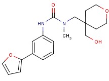 N'-[3-(2-furyl)phenyl]-N-{[4-(hydroxymethyl)tetrahydro-2H-pyran-4-yl]methyl}-N-methylurea