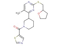 5-methyl-2-[(tetrahydro-2-furanylmethyl)thio]-4-[1-(1,3-thiazol-5-ylcarbonyl)-3-piperidinyl]pyrimidine