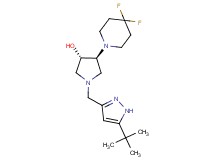 (3S*,4S*)-1-[(5-tert-butyl-1H-pyrazol-3-yl)methyl]-4-(4,4-difluoro-1-piperidinyl)-3-pyrrolidinol