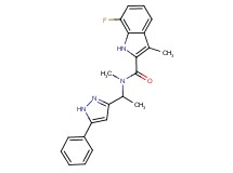 7-fluoro-N,3-dimethyl-N-[1-(5-phenyl-1H-pyrazol-3-yl)ethyl]-1H-indole-2-carboxamide