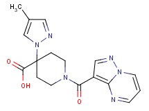 4-(4-methyl-1H-pyrazol-1-yl)-1-(pyrazolo[1,5-a]pyrimidin-3-ylcarbonyl)piperidine-4-carboxylic acid