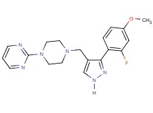 2-(4-{[3-(2-fluoro-4-methoxyphenyl)-1H-pyrazol-4-yl]methyl}-1-piperazinyl)pyrimidine
