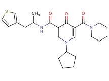 1-cyclopentyl-N-[1-methyl-2-(3-thienyl)ethyl]-4-oxo-5-(1-piperidinylcarbonyl)-1,4-dihydro-3-pyridinecarboxamide