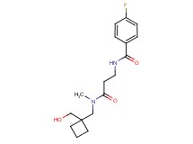4-fluoro-N-{3-[{[1-(hydroxymethyl)cyclobutyl]methyl}(methyl)amino]-3-oxopropyl}benzamide