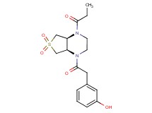 3-{2-[(4aS*,7aR*)-6,6-dioxido-4-propionylhexahydrothieno[3,4-b]pyrazin-1(2H)-yl]-2-oxoethyl}phenol