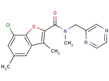 7-chloro-N,3,5-trimethyl-N-(2-pyrazinylmethyl)-1-benzofuran-2-carboxamide