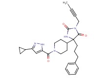 3-(2-butyn-1-yl)-5-{1-[(3-cyclopropyl-1H-pyrazol-5-yl)carbonyl]-4-piperidinyl}-5-(3-phenylpropyl)-2,4-imidazolidinedione