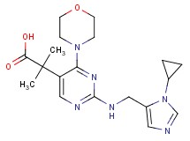 2-(2-{[(1-cyclopropyl-1H-imidazol-5-yl)methyl]amino}-4-morpholin-4-ylpyrimidin-5-yl)-2-methylpropanoic acid