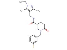 N-[(1-ethyl-3,5-dimethyl-1H-pyrazol-4-yl)methyl]-1-(3-fluorobenzyl)-6-oxo-3-piperidinecarboxamide
