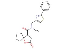 N-methyl-2-oxo-N-[(2-phenyl-1,3-thiazol-4-yl)methyl]-1-oxaspiro[4.4]nonane-4-carboxamide