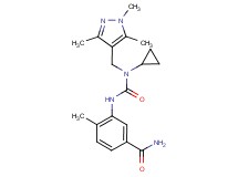 3-[({cyclopropyl[(1,3,5-trimethyl-1H-pyrazol-4-yl)methyl]amino}carbonyl)amino]-4-methylbenzamide