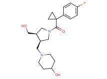 1-{[(3R*,4R*)-1-{[1-(4-fluorophenyl)cyclopropyl]carbonyl}-4-(hydroxymethyl)pyrrolidin-3-yl]methyl}piperidin-4-ol