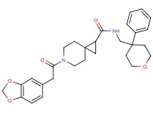 6-(1,3-benzodioxol-5-ylacetyl)-N-[(4-phenyltetrahydro-2H-pyran-4-yl)methyl]-6-azaspiro[2.5]octane-1-carboxamide