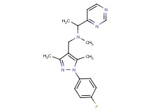 N-{[1-(4-fluorophenyl)-3,5-dimethyl-1H-pyrazol-4-yl]methyl}-N-methyl-1-pyrimidin-4-ylethanamine