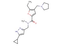 N-[(5-cyclopropyl-1H-pyrazol-3-yl)methyl]-5-ethyl-N-methyl-4-(pyrrolidin-1-ylmethyl)-2-furamide
